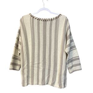 Women's Vintage Chaps Knit Beige Striped Lagenlook Sweater Size Large